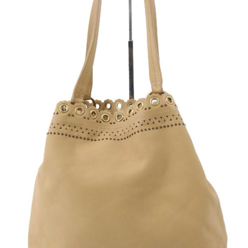 Miu Miu Beige Eyelet-Trim Shoulder Bag